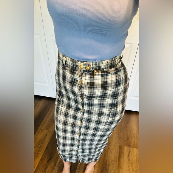 Vtg Gucci 90s runway plaid jodhpurs recycled into a snap button skirt size 30 - Picture 3 of 16